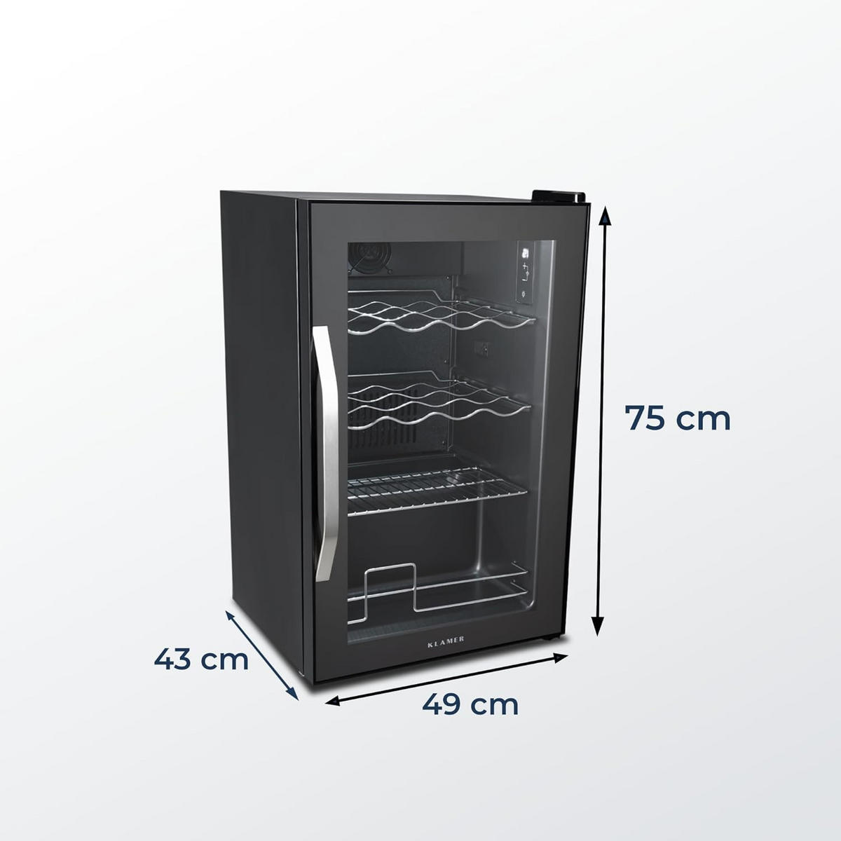 GETRÄNKEKÜHLSCHRANK 60L Mini Kühlschrank - Schwarz, Glas/Metall (43/75/49cm) - KLAMER