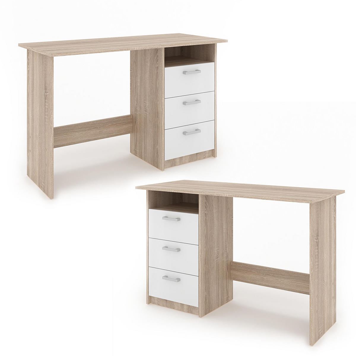 SCHREIBTISCH Meiko Weiß/Sonoma 120 x 50 cm - Weiß/Sonoma Eiche, Holzwerkstoff (50/120/76.6cm) - Vicco
