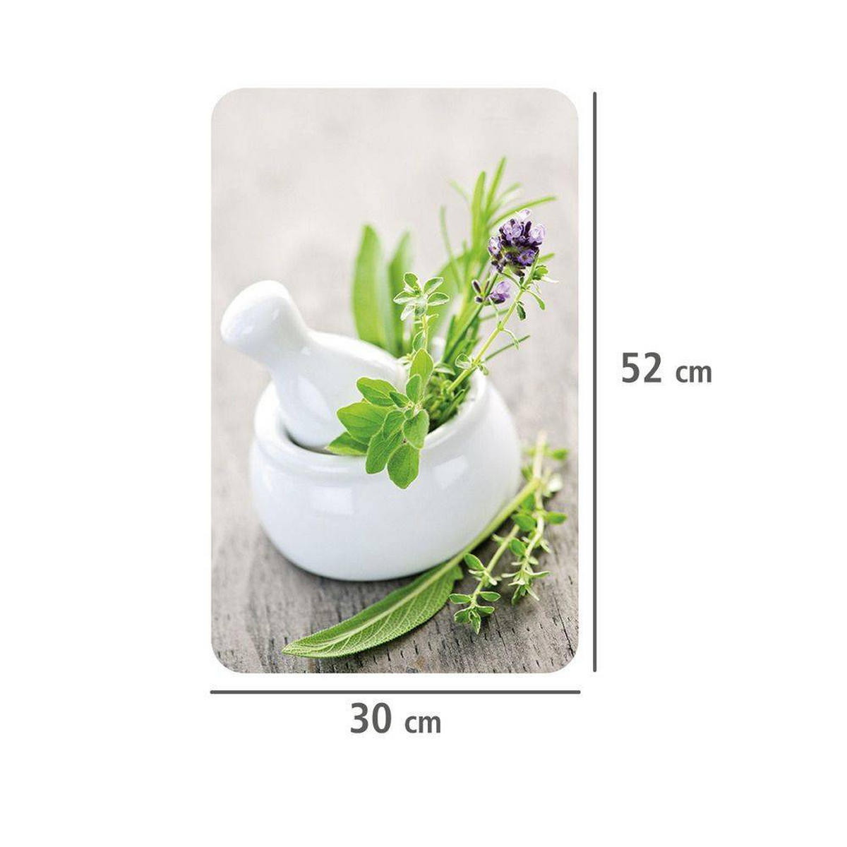 GLASPLATTEN für Herd — 2 Stück Herb Garden 52/30/0,5 cm - Multicolor, Glas (30/0.5/52cm) - Wenko