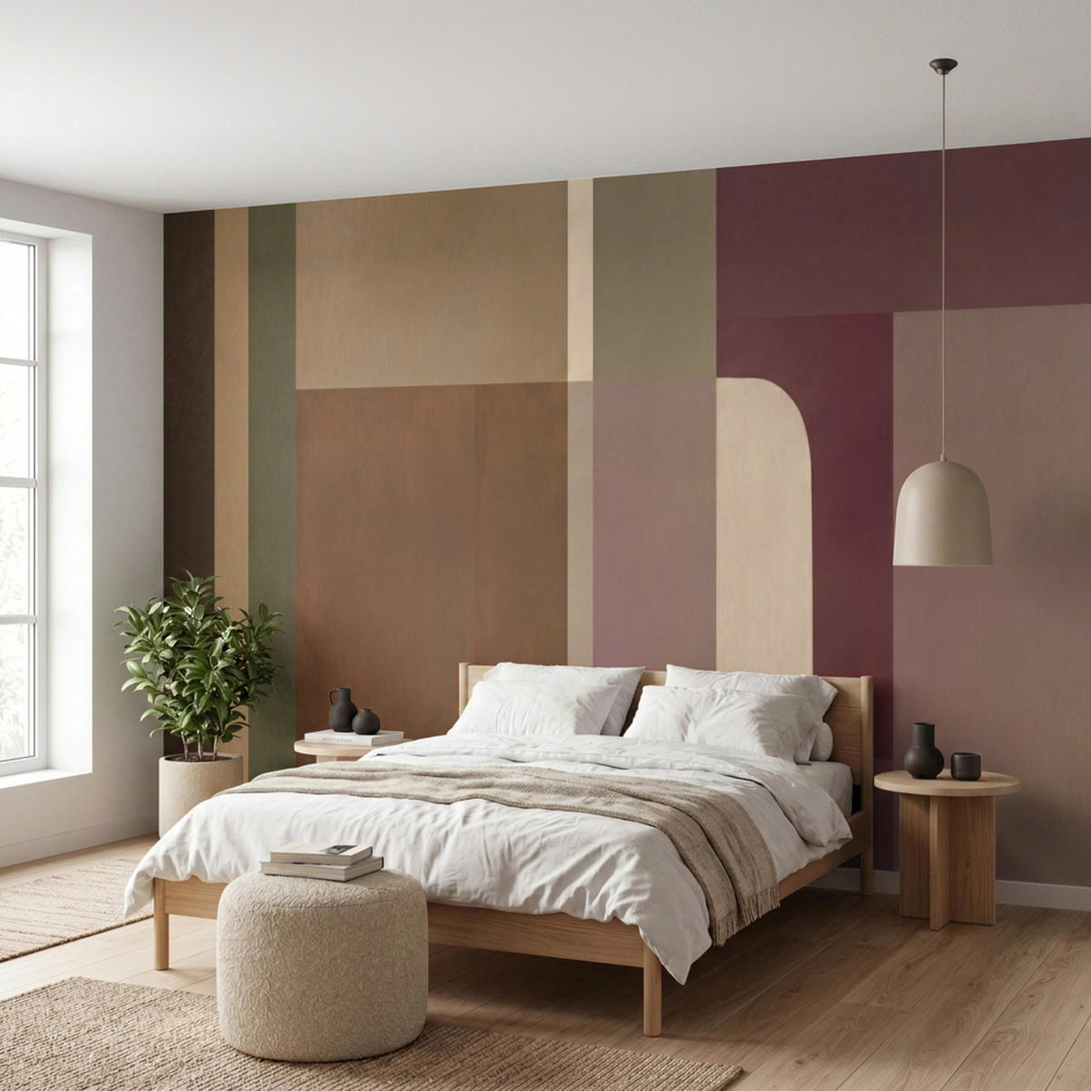TAPETE - Unis - Abstrakt - Bordeaux - Linien - 500x200 cm - Multicolor, Papier (500/200cm) - OnlyWow