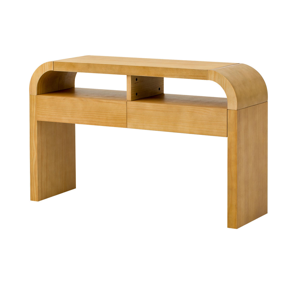 KONSOLENTISCH 120/35,5/76,5 cm natur aus MDF mit 2 Schubladen und verstellbaren Stellfüßen - Naturfarben, Holzwerkstoff (120/35.5/76.5cm) - OKWISH