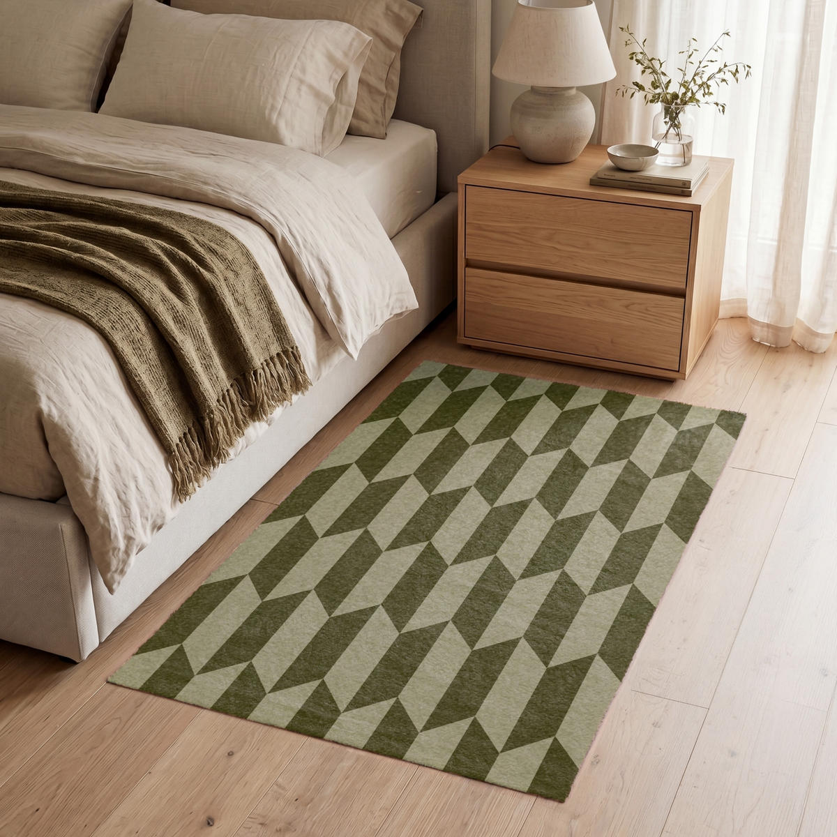 PREPROGE - Cikcak - 90x150 cm - olivno zelena, umetna masa/tekstil (90/0.4cm) - OnlyWow