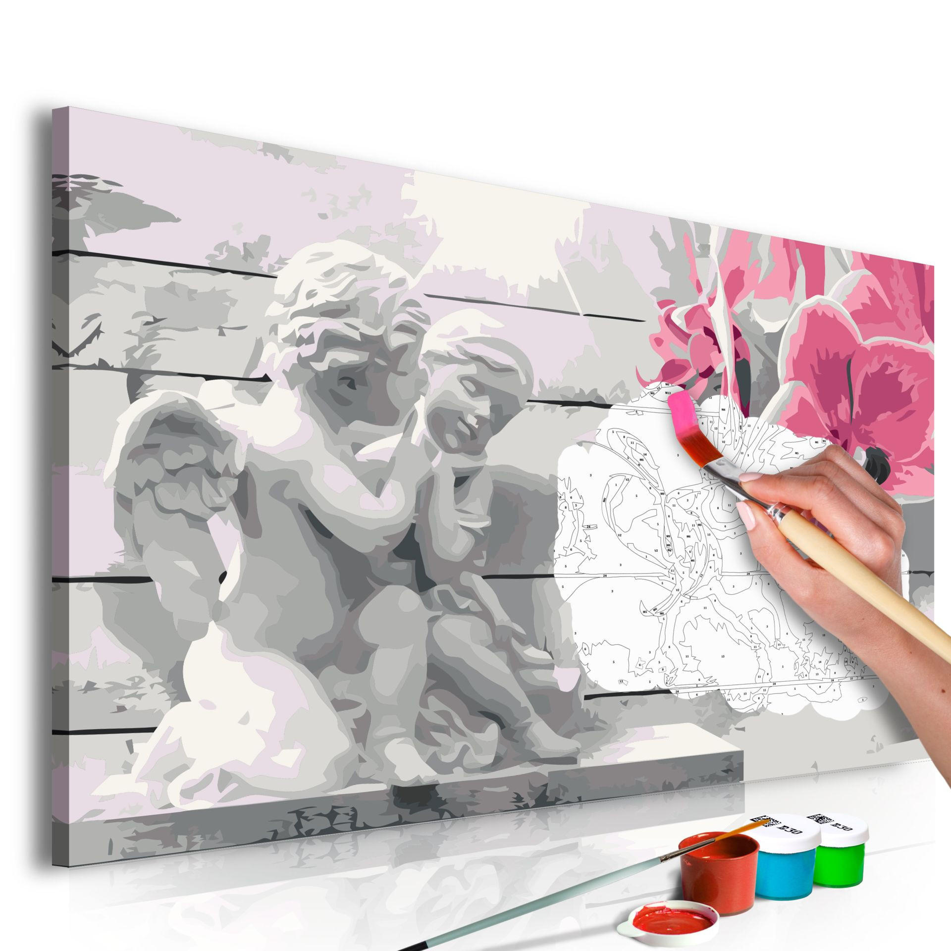 MALEN NACH ZAHLEN 50/40 cm - Pink/Grau, Textil (1.4/40cm) - KUNSTLOFT