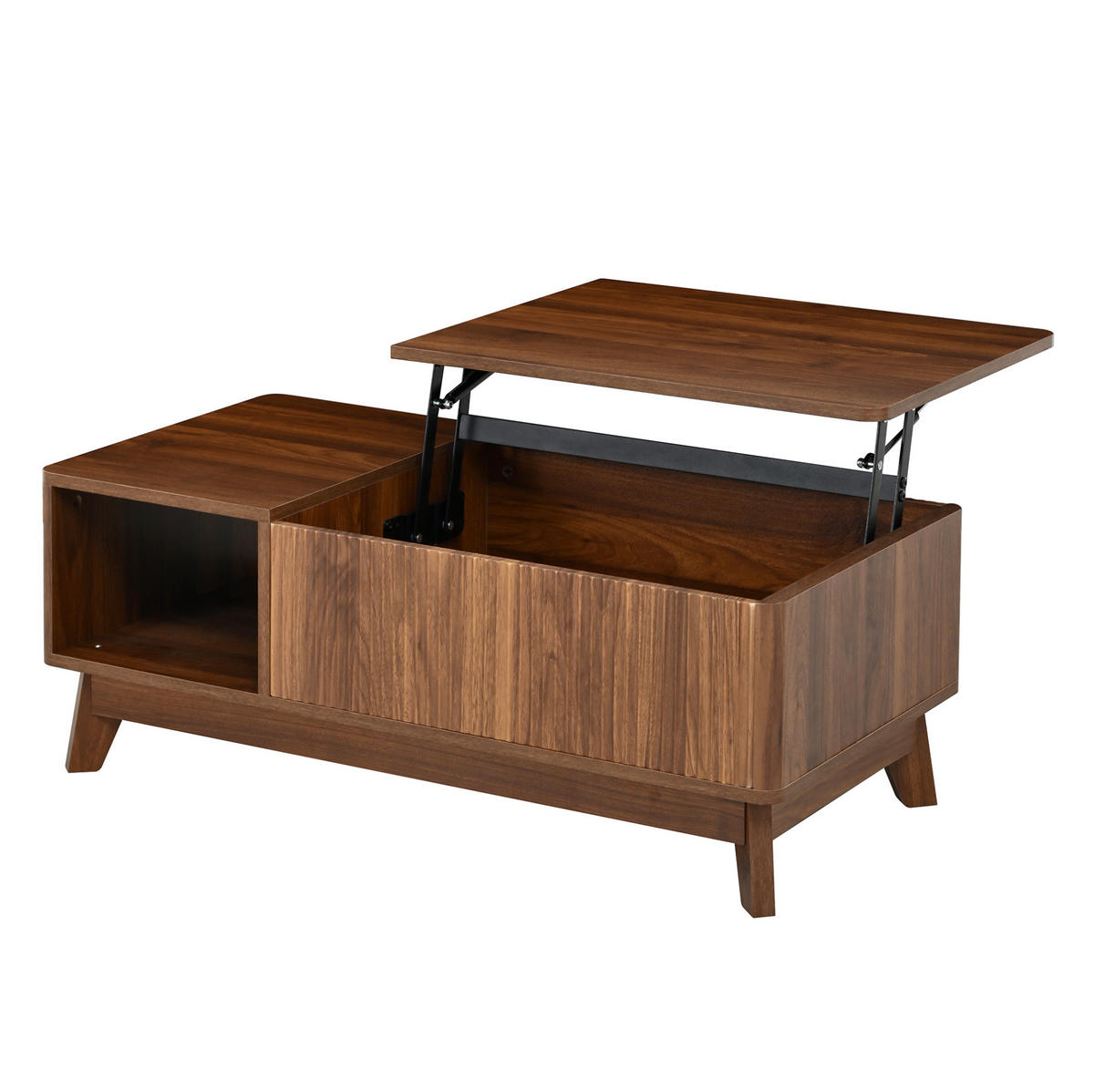 COUCHTISCH aus MDF 95x48x50 cm in Walnutfarben mit Hubfunktion & Stauraum - Walnussfarben, Holzwerkstoff (95/48/50cm) - Modfu