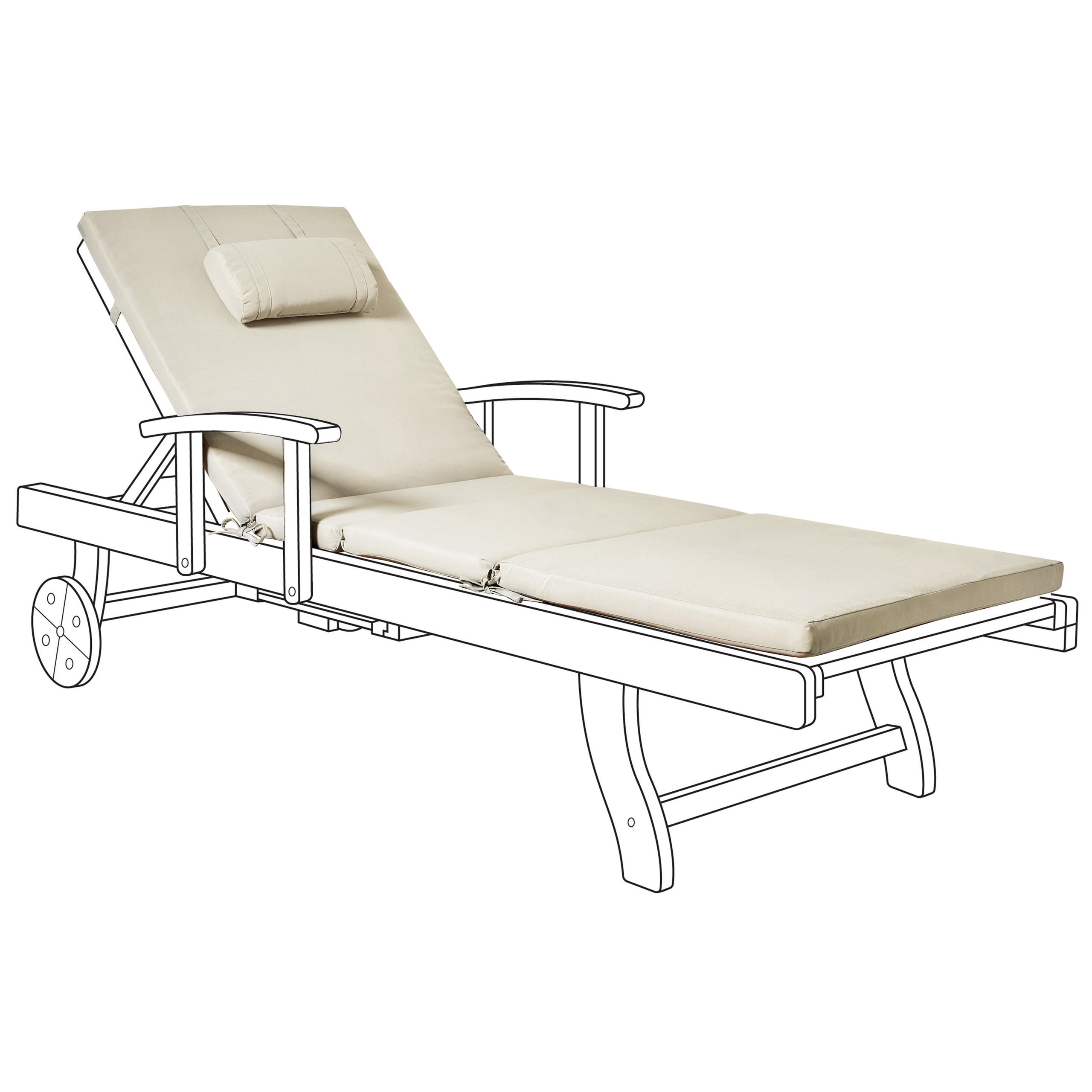 LIEGENAUFLAGE Taupe 58/189 cm Toscana/Java/Amantea Premium - Taupe, Textil (189/5/58cm) - Beliani