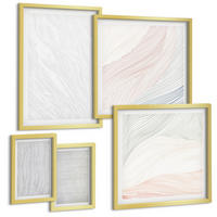 BILDER SET 5er Set - 50x50 cm & 20x30 cm & 40x60 cm Goldrahmen - Leuchtende Strukturen, Sandmuster - Goldfarben, Kunststoff (40/60cm) - TULUP