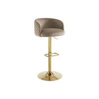 BARHOCKER - 54.5cm x 52.5cm - Samt - beige - PERLANITA - Beige, Textil (54.5/105.5/52.5cm) - Vente-Unique