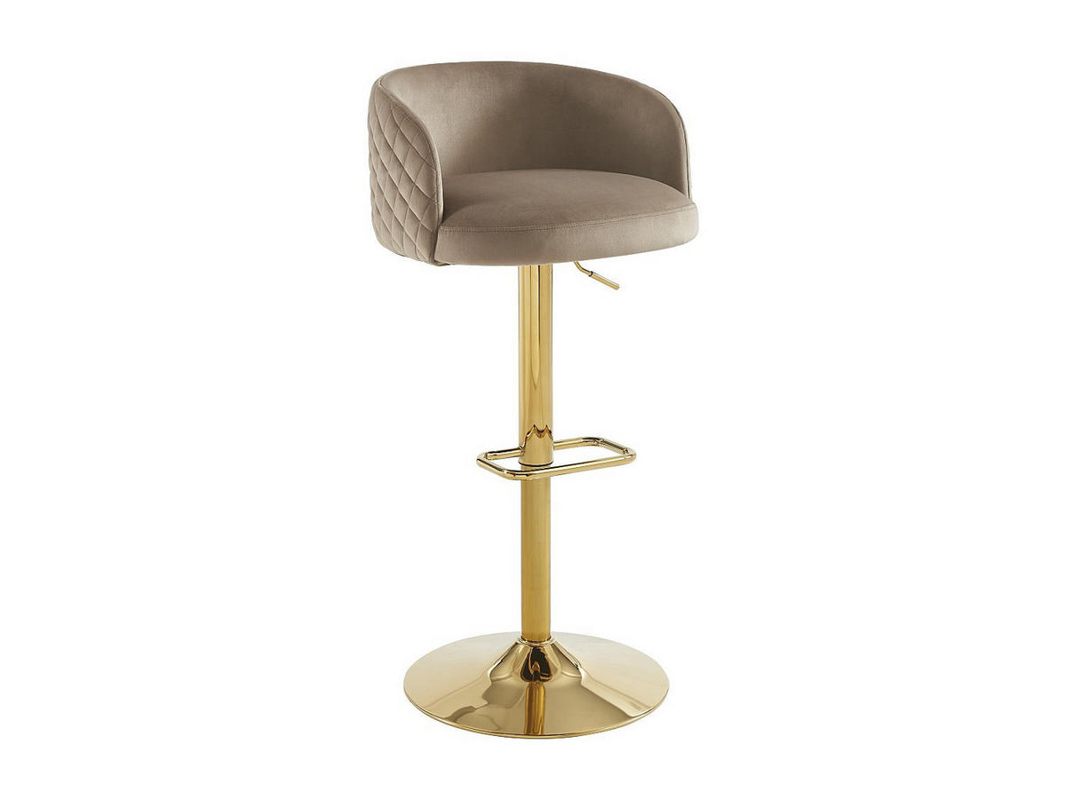 BARHOCKER - 54.5cm x 52.5cm - Samt - beige - PERLANITA - Beige, Textil (54.5/105.5/52.5cm) - Vente-Unique