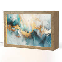 STOLNÍ LAMPA Abstraktní - umění - zlatá - modrá 30x20 cm - lilková, kompozitní dřevo (8/30/20cm) - OnlyWow
