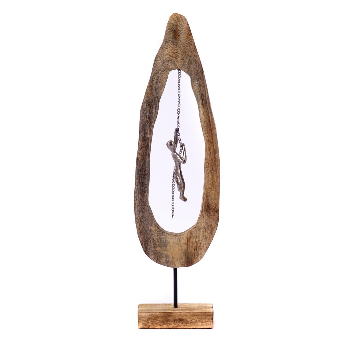 SKULPTUR Swing Mangoholz, Metall silber-natur - Naturfarben, Metall (18/65/9cm) - CREEDWOOD
