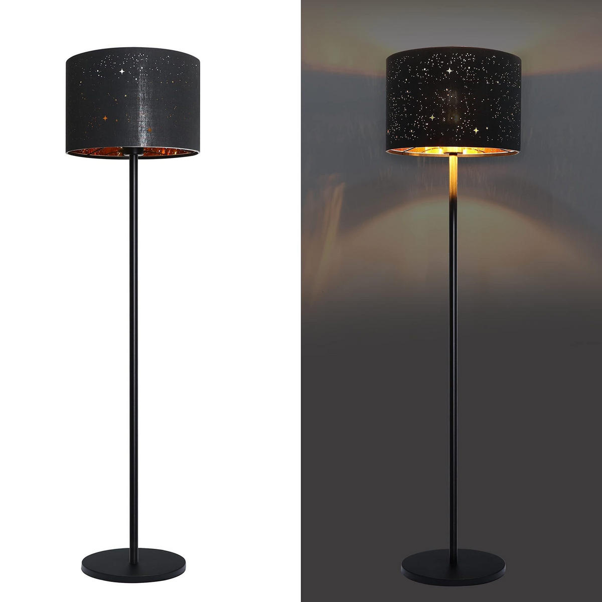 STEHLEUCHTE Willard 30/25/144 cm - Schwarz, Metall (26/20/110cm) - Nettlife