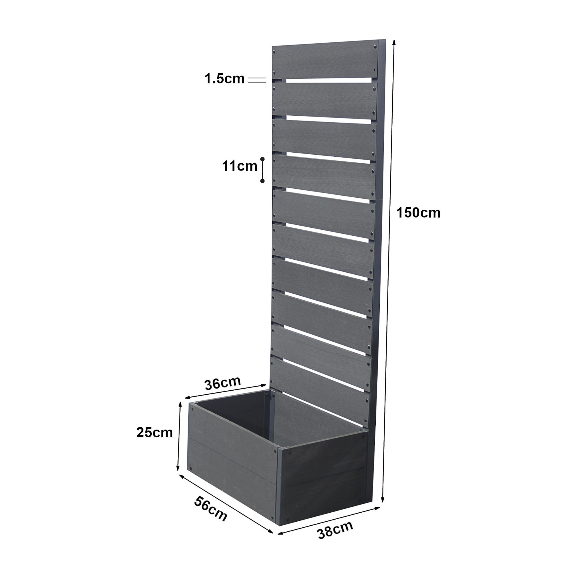 BLUMENKASTEN Heerde - Grau, Kunststoff (56/150/38cm) - [en.casa]