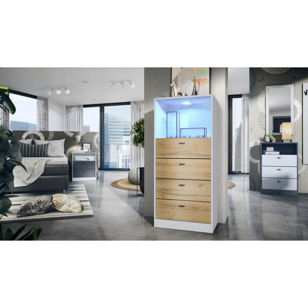 Thumbnail - Vladon Kommode, Eiche, Holzwerkstoff, 56x125x36 cm, Wohnzimmer, Kommoden & Sideboards, Highboards