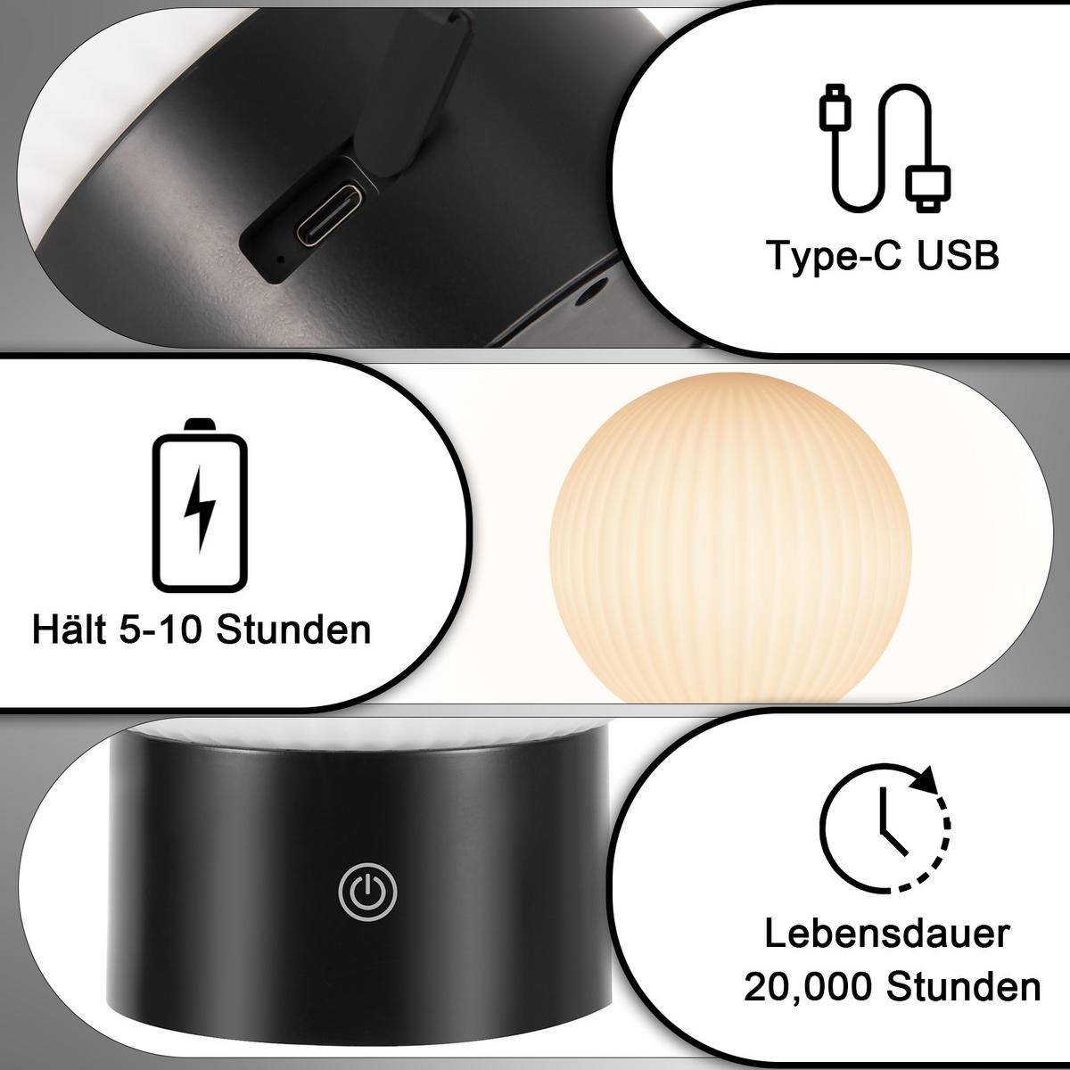 LED TISCHLAMPE Luminara 18.4/15/8.7 cm - Weiß, Glas (18.4/15/8.7cm) - ZMH