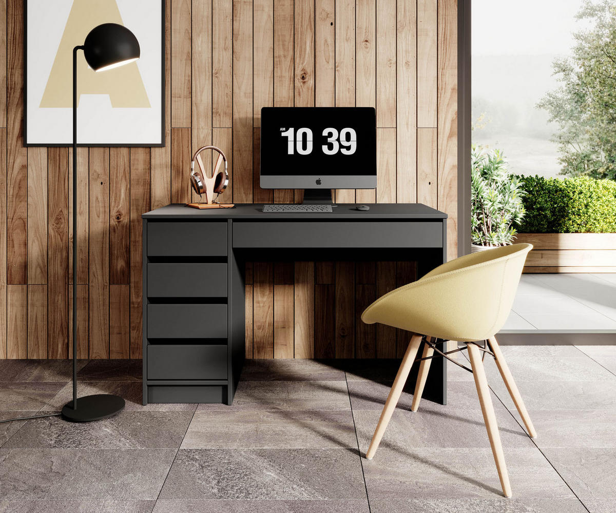 SCHREIBTISCH Korvi Schwarz Anthrazit 120/55/75 cm - Anthrazit, Holzwerkstoff (55/120/75cm) - WFL GROUP