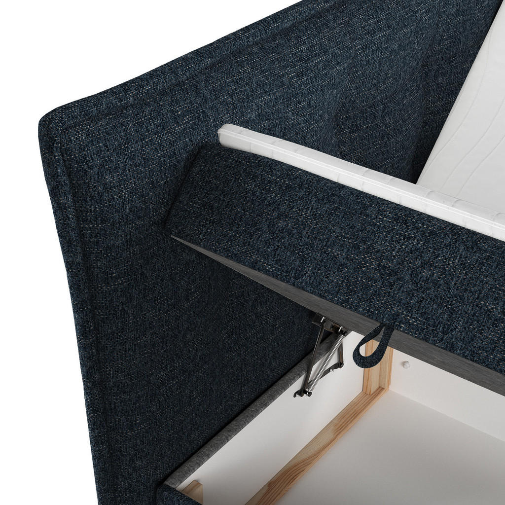 Thumbnail - Maison de Reve Boxbett, Dunkelblau, Textil, Buche, Kiefer, H3, Höhe ca. 19 cm, 160x200 cm, Oeko-Tex® Standard 100, FSC 1...