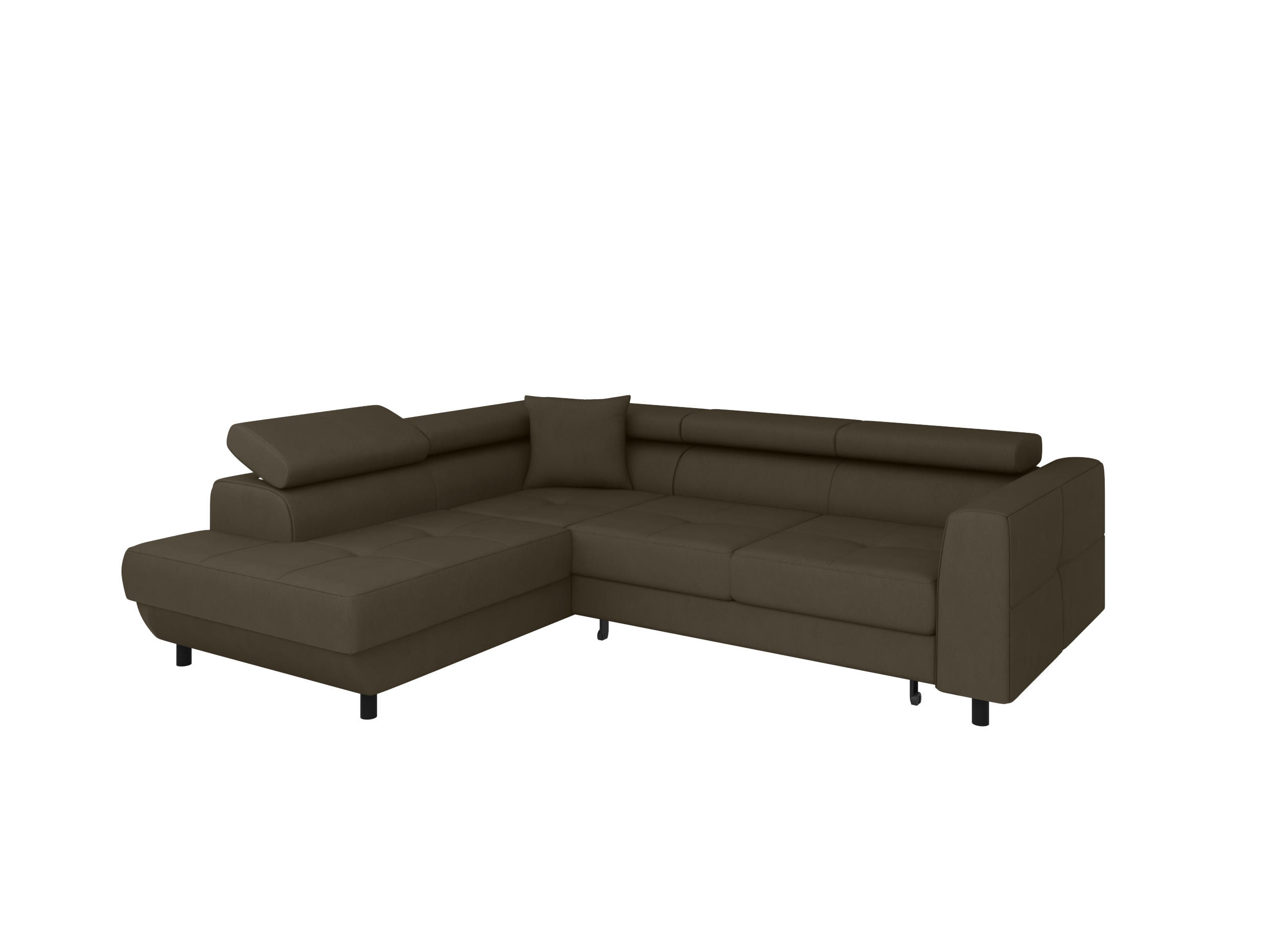 ECKSCHLAFSOFA Vena III mit Schlaffunktion und Bettkasten, Links montierbar, Braun - Braun, Holz (199/254cm) - Homesy