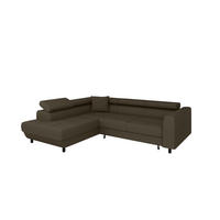 ECKSCHLAFSOFA Vena III mit Schlaffunktion und Bettkasten, Links montierbar, Braun - Braun, Holz (199/254cm) - Homesy