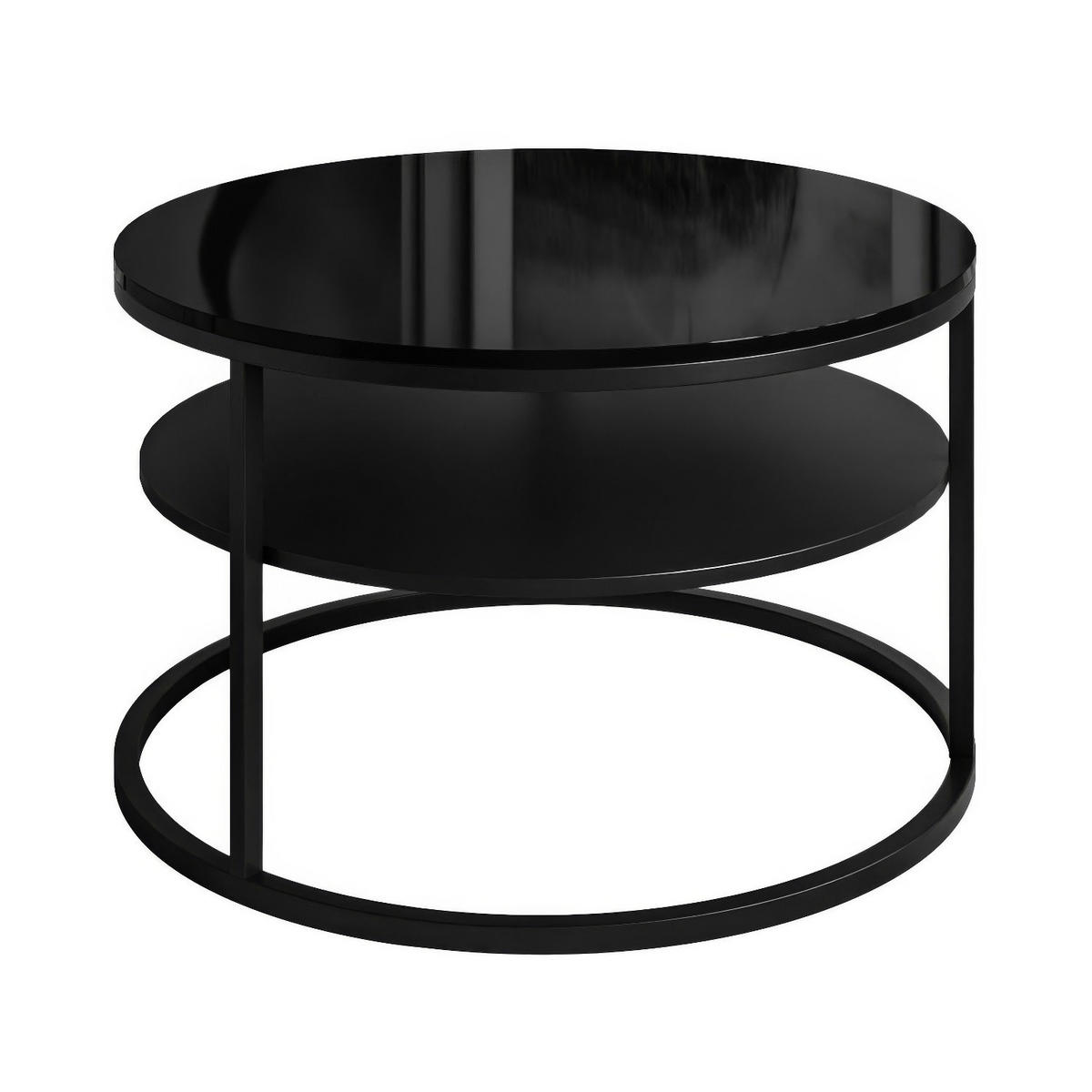 COUCHTISCH CIRI mit Regal Hochglanz - Schwarz, Holzwerkstoff (70/70/48.6cm) - Lookway