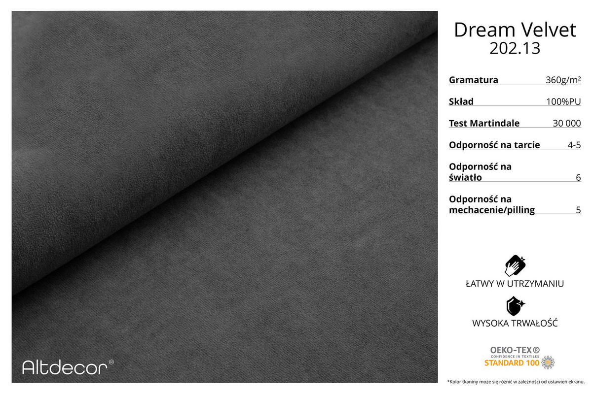 ECKSOFA mit Schlaffunktion Ottomane RECHTS OLEA-L2 321x164x75 Dunkelgrau Velours - Dunkelgrau/Schwarz, Holzwerkstoff/Kunststoff (164/321cm) - ALTDECOR