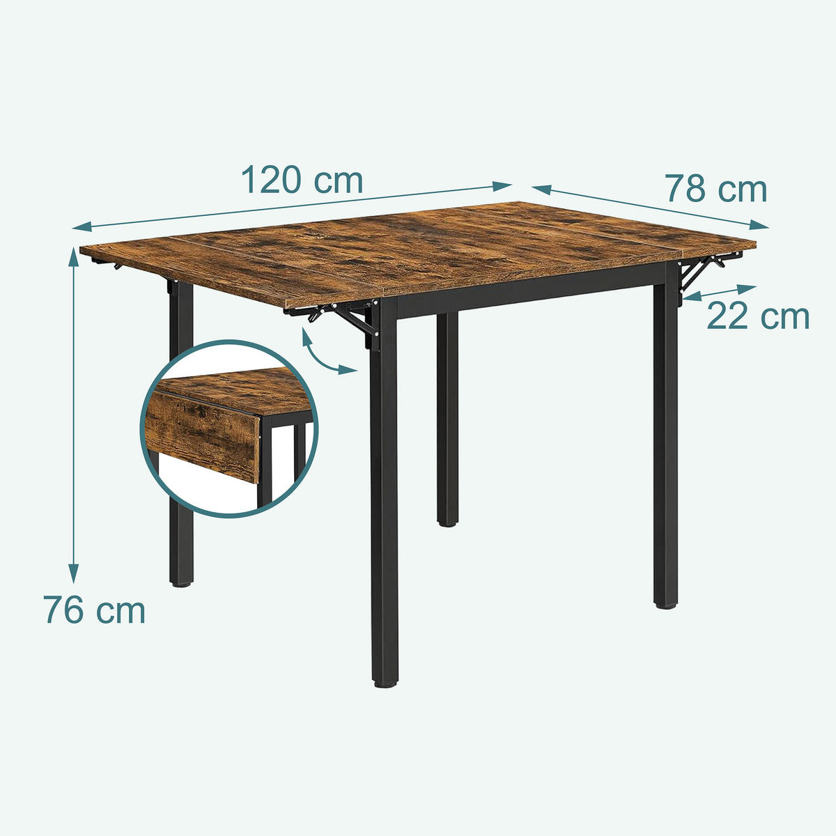 ESSTISCH - Braun, Holzwerkstoff/Metall (78/120/76cm) - Relaxdays
