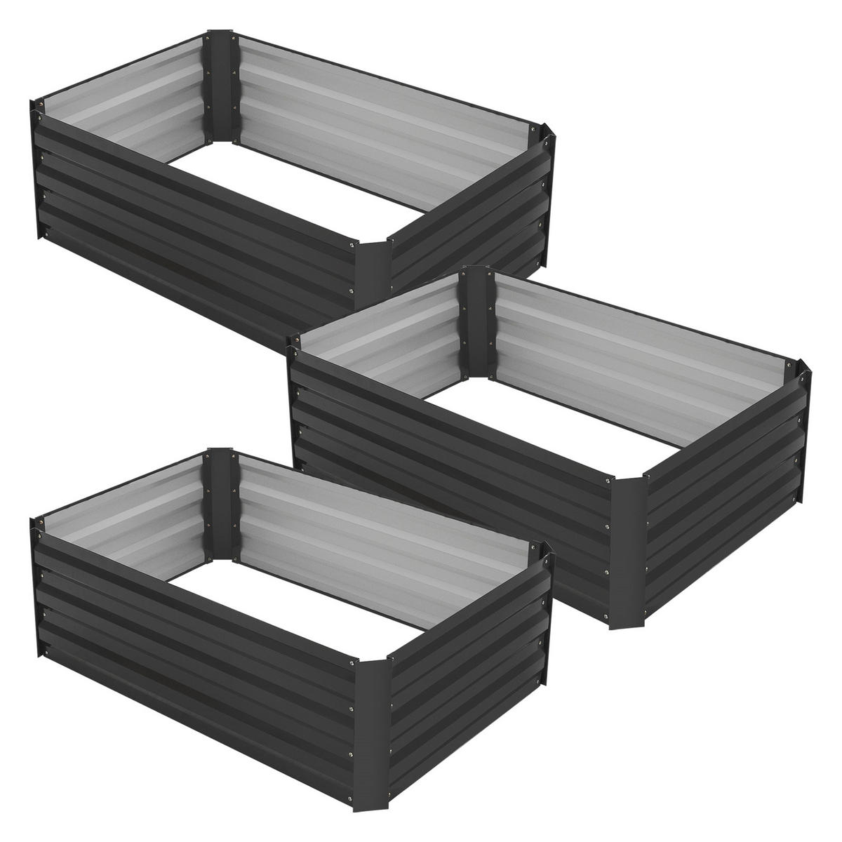 HOCHBEET 3er Set - Anthrazit, Metall (60/30/90cm) - ML-DESIGN