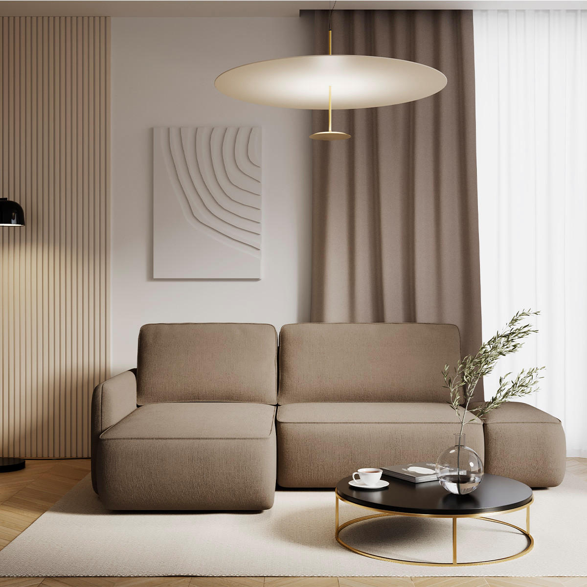ECKSOFA Alessio 3 Sitzplätze Taupe - Taupe, Holz (229/148cm) - Petits-meubles