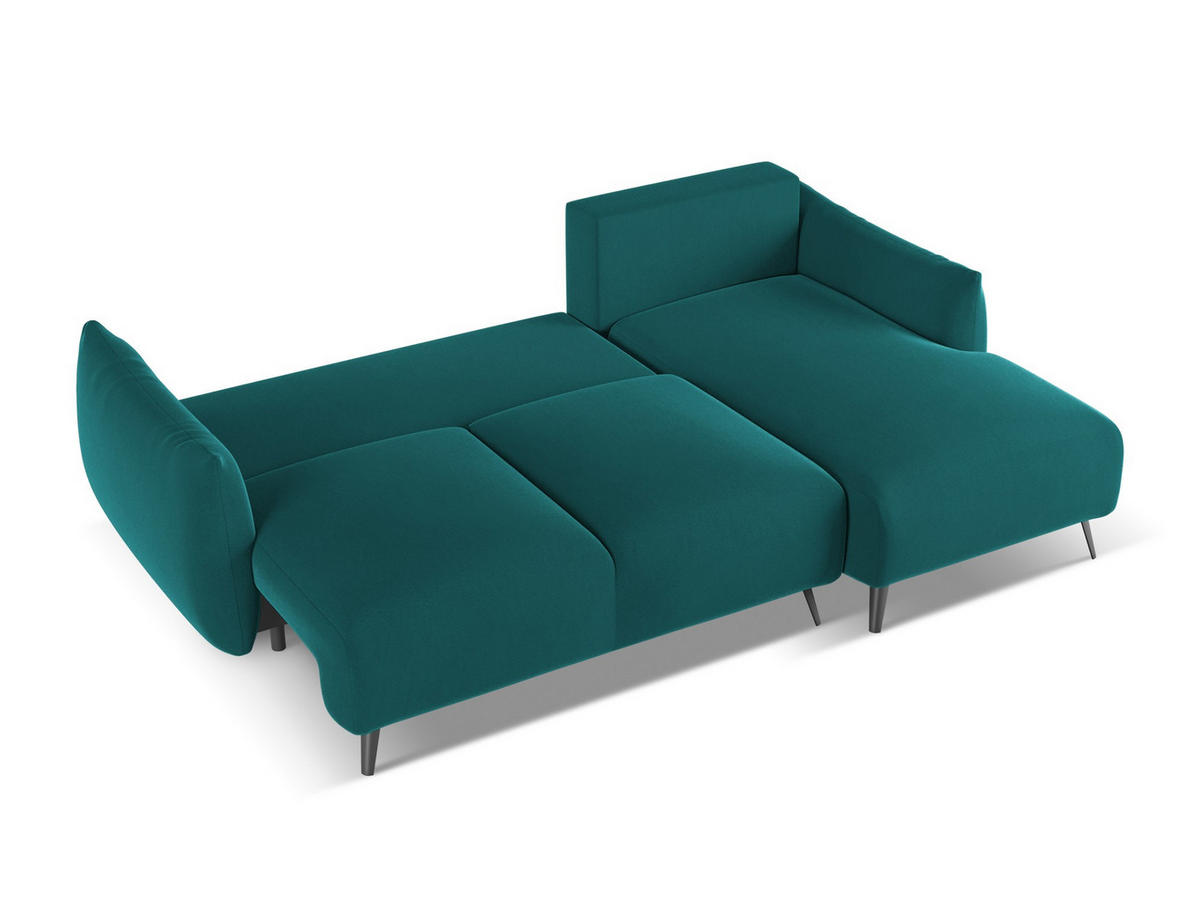 3-SITZER SOFA mit Schlaffunktion Chenille Stoff Blau - Blau/Schwarz, Textil/Metall (230/86/105cm) - Makamii