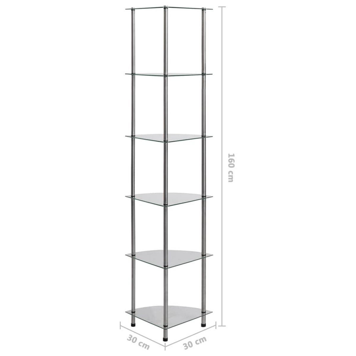 REGAL mit 4 Ablagen 30/30/160 cm für die Ecke aus Hartglas Transparent - Transparent, Glas (30/160/30cm) - vidaXL