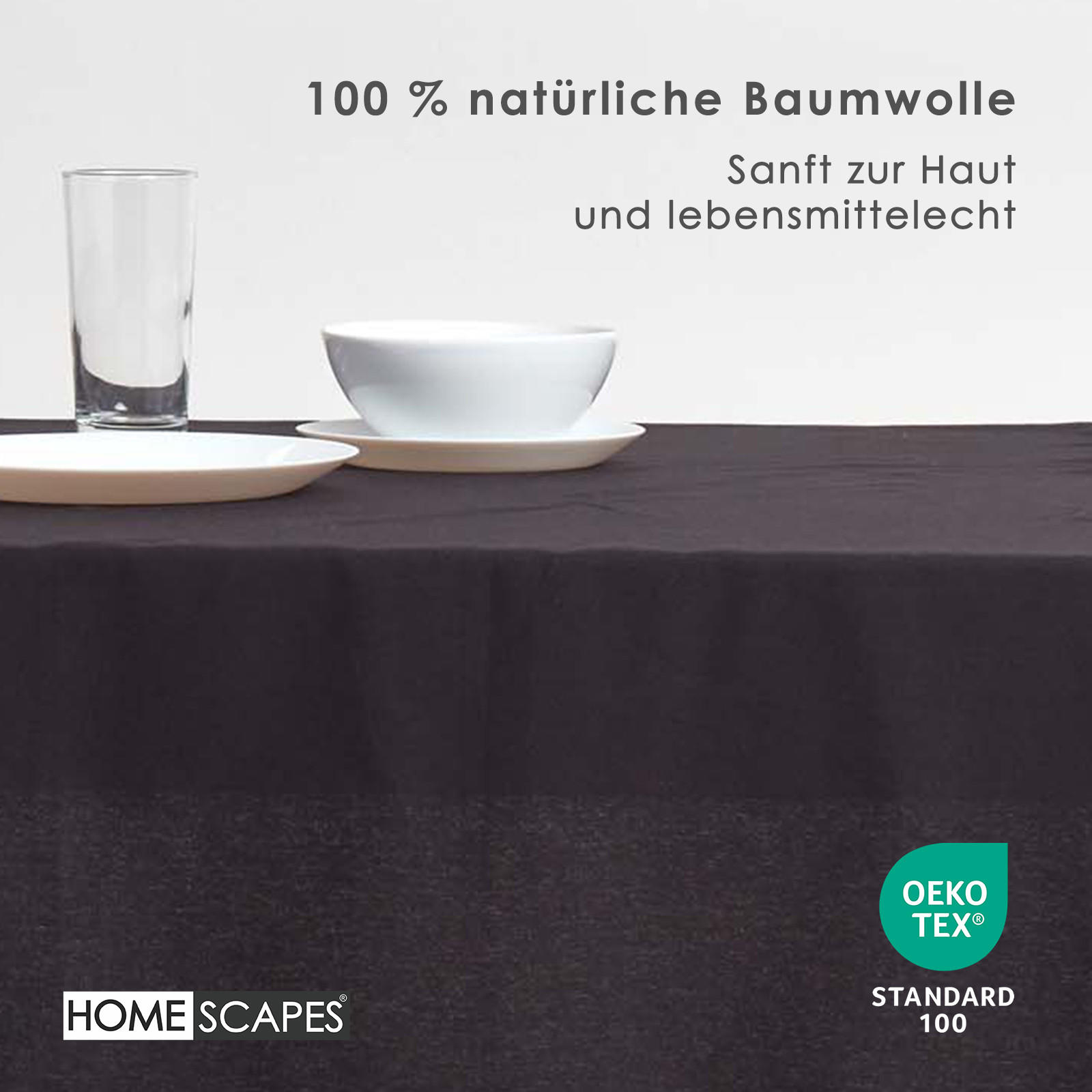 TISCHDECKE schwarz 137/137 cm, 100% Baumwolle - Schwarz, Textil (137/137cm) - Homescapes