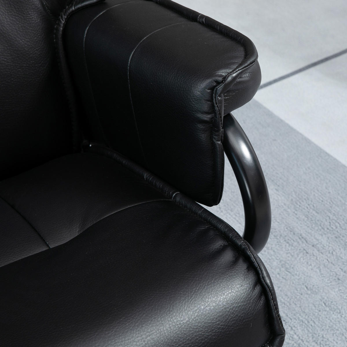 RELAXSESSEL mit Hocker DE-07614 360° drehbar & neigbare Rückenlehne Schwarz - Schwarz, Metall (84/101/75cm) - ComfortXL