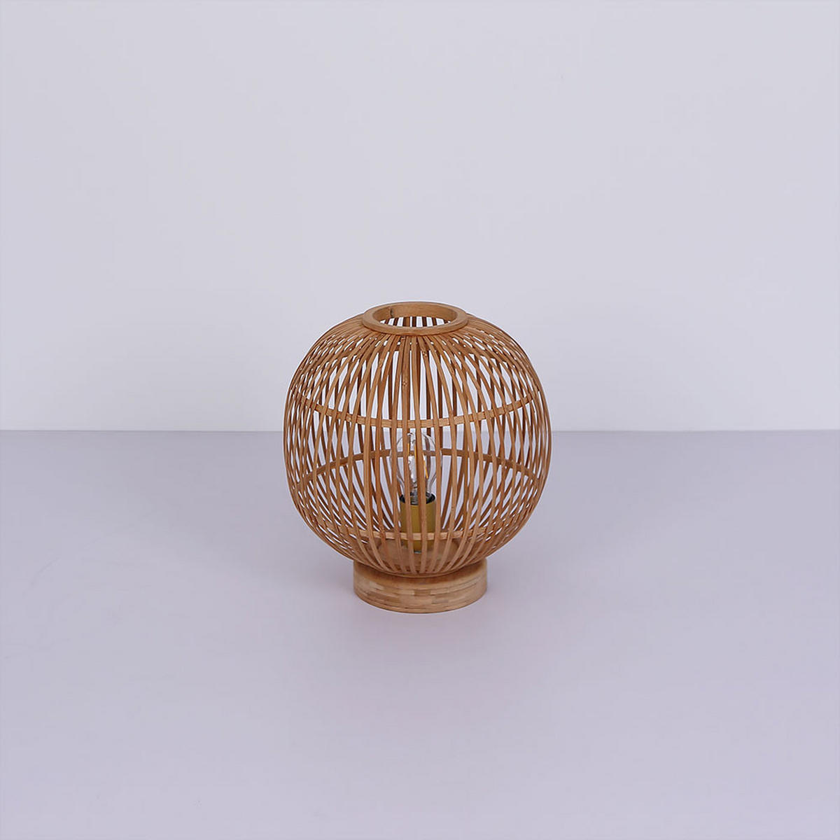 TISCHLEUCHTE Holz Bambus Geflecht Braun - Braun, Holz (30/30/33.5cm)