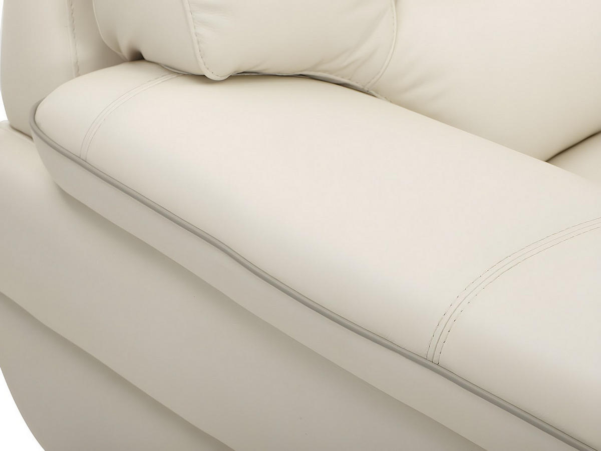 COUCHGARNITUR - 5 Personen - leder - elfenbeinfarben Thibault - Weiß, Leder/Metall (168/87/93cm) - Vente-Unique