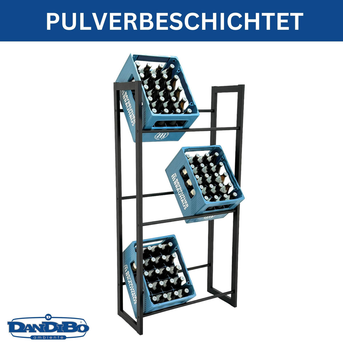 BIERKISTENREGAL 6 Kisten Schwarz Metall 71 cm Stehend - Schwarz, Metall (71/141/31cm) - DanDiBo