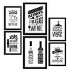 POSTER Set Mit 6 Weingetränk Größe A3 & A4 Schwarzer Rahmen - Schwarz, Papier (29.7/1cm) - Nacnic