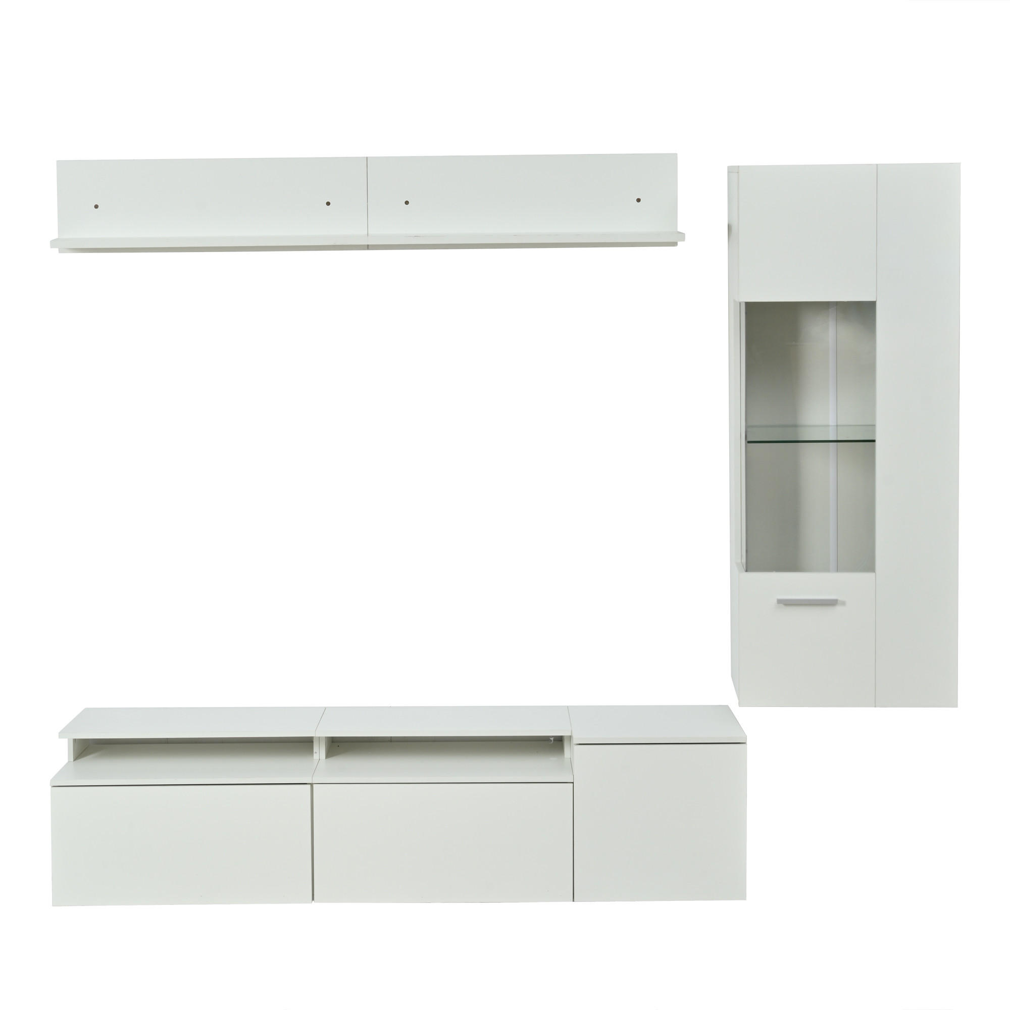 TV-ELEMENT 180/40/45 cm Weiß mit LED Beleuchtung (3 Stück) - Weiß, Holz (180/45/40cm) - Oxeza