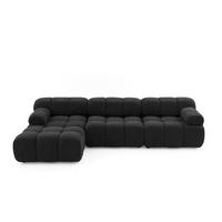 MODULARES Ecksofa MOMENTUM L, Links, Breite 282 cm, strukturierter Stoff, Schwarz - Chromfarben/Schwarz, Holz/Textil (282/155cm) - Muffo