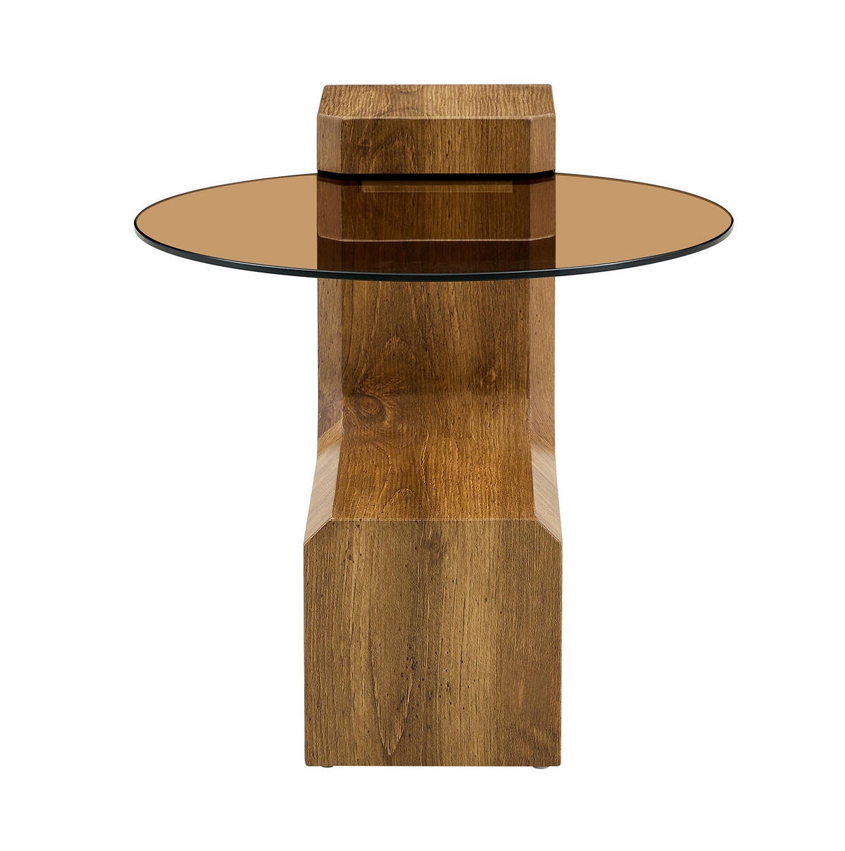 KLUBSKA miza, MDF/steklo, rjav lesni dekor, 61/44 cm, 2v1 - naravne barve, leseni material (61/61/36cm) - BEAOK