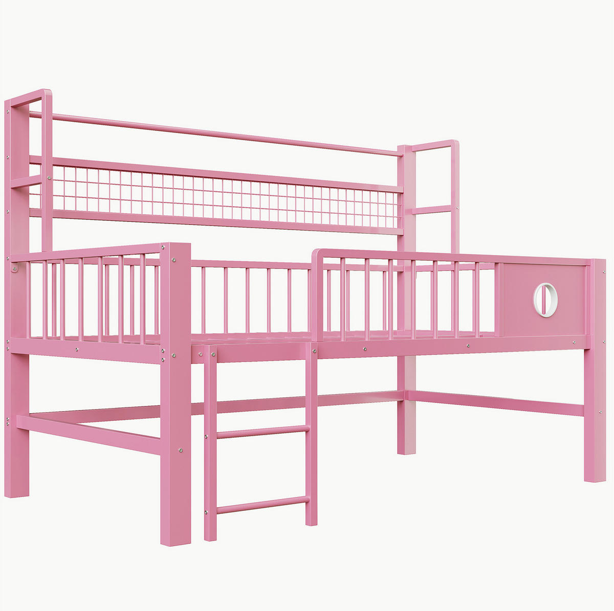 KINDERBETT 90/200 cm aus Metall in Rosa mit Stauraum und Kleiderstange - Rosa, Metall (90/200cm) - Flora Grace