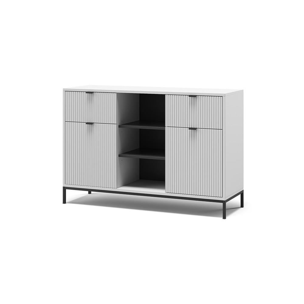 KOMMODE Eliza Weiß 120 x 81.2 cm mit 2 Schubladen und 2 Türen - Weiß, Holzwerkstoff (120/81.2/40cm) - Vicco
