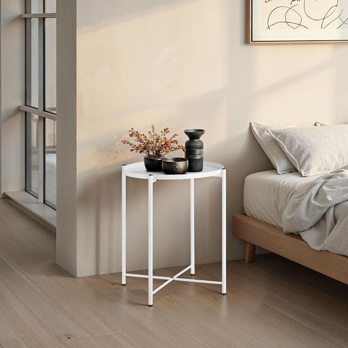 BEISTELLTISCH Chester,45,5 x 45,5 x 53 cm,weiß - Weiß, Metall (45.5/45.5/53cm) - tectake