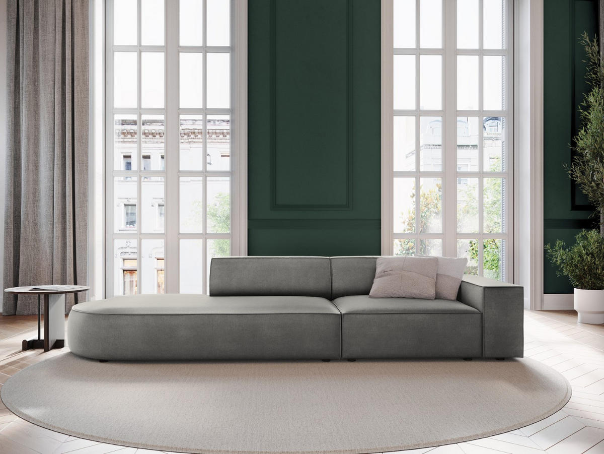 LINKES-SOFA Jodie aus Samt hellgrau 3 Sitzplätze - Hellgrau, Textil (262/70/102cm) - Micadoni