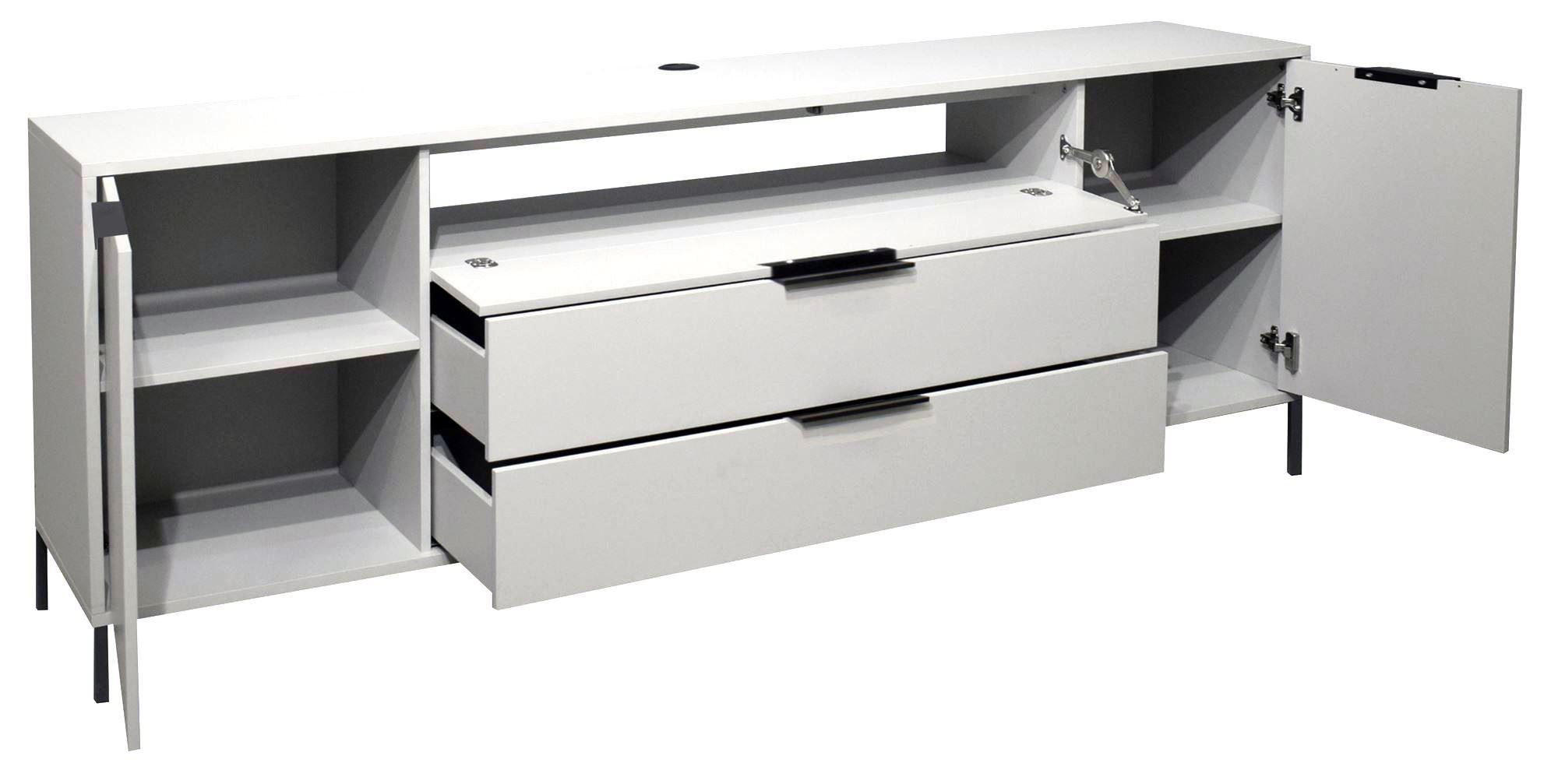 LOWBOARD Erna 216x45x82 Kreidegrau matt Lack - Hellgrau, Holzwerkstoff (216/82/45cm) - 58aufmkessel