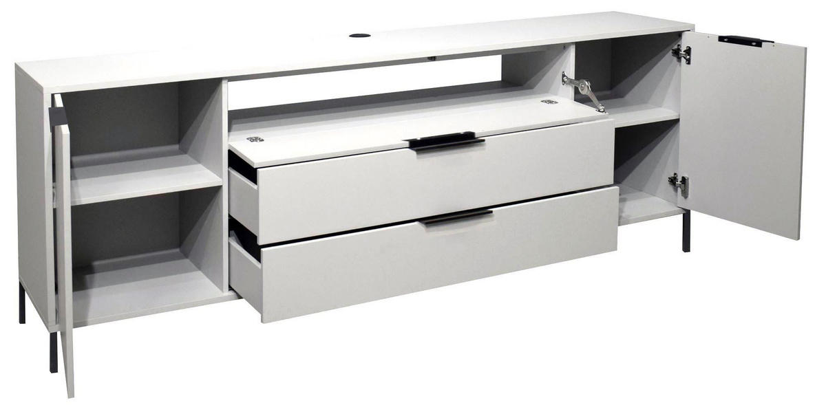 LOWBOARD Erna 216x45x82 Kreidegrau matt Lack - Hellgrau, Holzwerkstoff (216/82/45cm) - 58aufmkessel