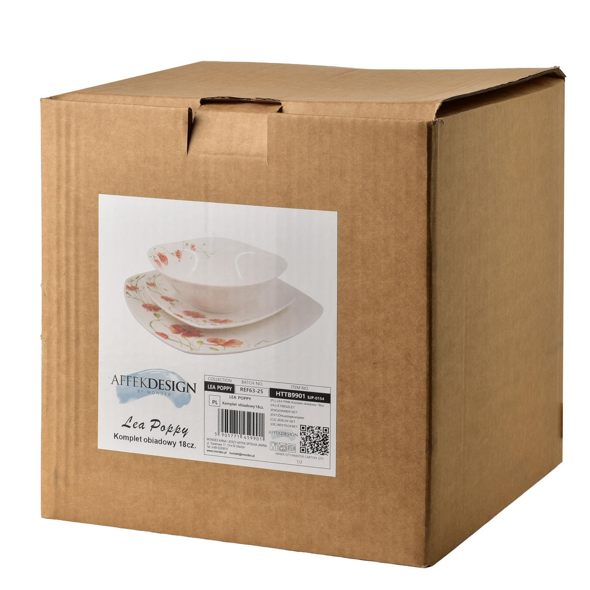 GESCHIRR-SET Lea 18-tlg Dunkelrot 30/30/20cm Porzellan - Dunkelrot, Keramik (30/20/30cm) - Mondex