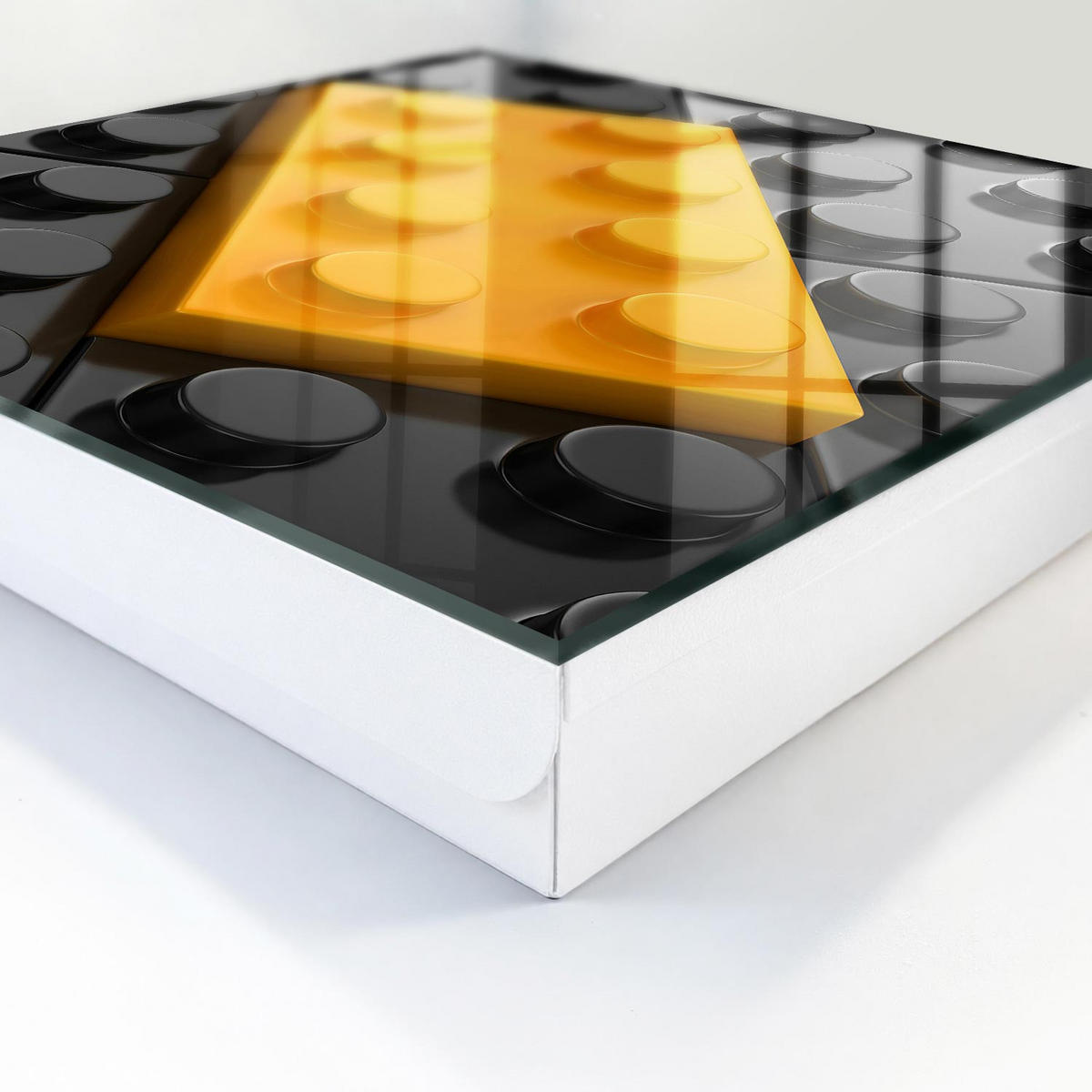 SCHLÜSSELBOX Weiß 30x30 cm – Türöffnung nach rechts - Gelber Block - Gelb, Metall (30/30/5cm) - TULUP