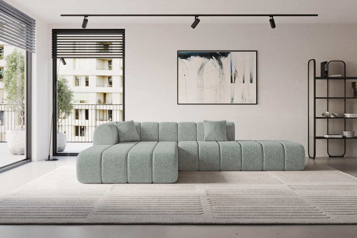 ROHOVÁ SEDAČKA s otomanem, levá BILA-L 289x176x71 Zelená Žinylka - černá/mátově zelená, kompozitní dřevo/textil (176/289cm) - ALTDECOR
