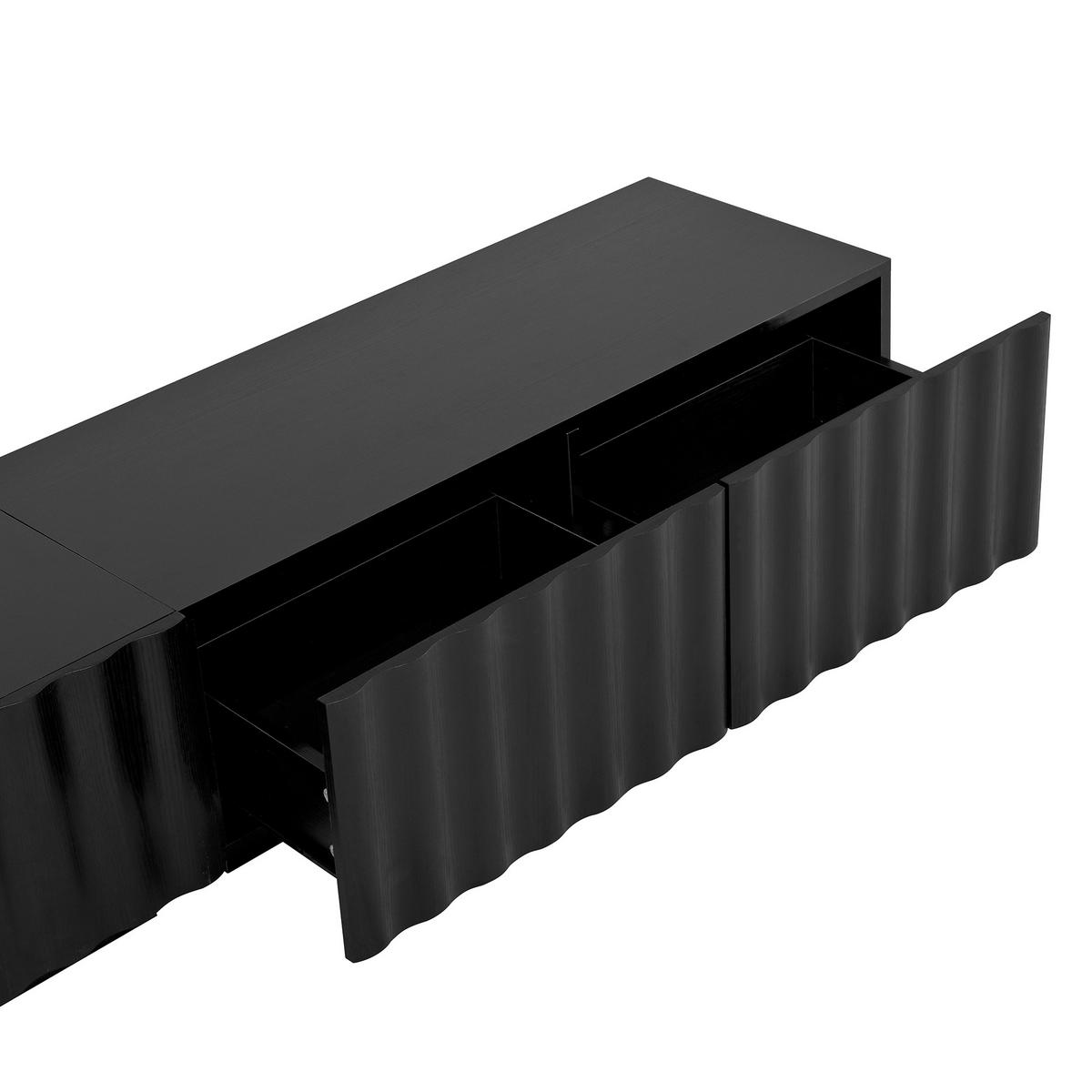 LOWBOARD in Schwarz TV-Schrank mit Schubladen und Metallbeinen, 180 B x 35 T x 40H(cm), für Wohnzimmer - Schwarz, Holzwerkstoff (200/35/40cm) - STILVORA