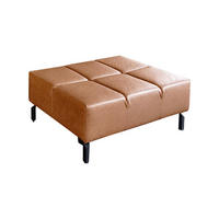 POLSTERHOCKER NELSON Braun Leder - Cognac/Dunkelbraun, Leder (107/43/71cm) - KAWOLA