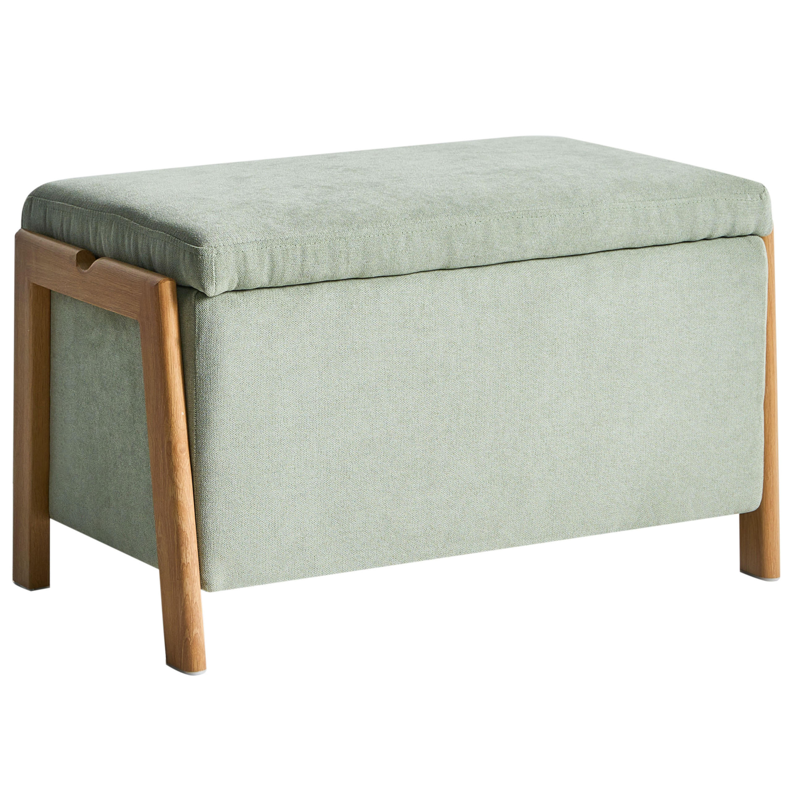 POLSTERBANK mit Stauraum Stoff Hellgrün Edland - Hellgrün, Textil/Metall (75/44/43cm) - Beliani